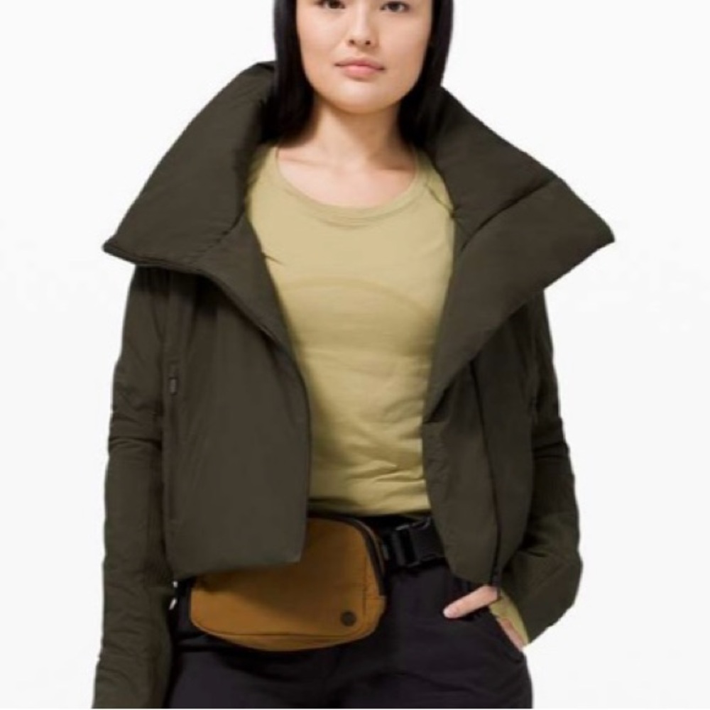lululemon athletica Olive Green Cropped Puffer Jacket
